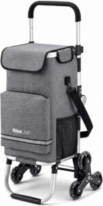 Stair Climbing Cart, Foldable Grocery Cart with 55L Cooler Pocket