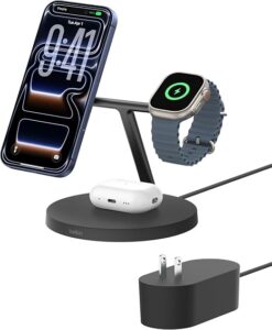 Belkin Qi2 15W Wireless Charging Station, 3 in 1 iPhone Charger