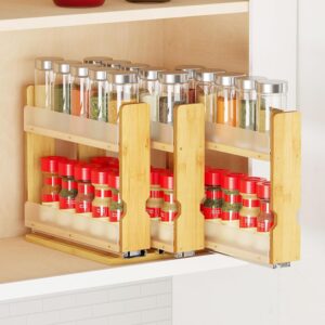Bamboo Pull Out Spice Rack Organizer for Cabinet