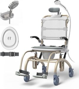 Reclining Rolling Shower Chair with Wheels for Elderly and Disabled | 300 lbs