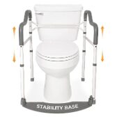 Adjustable Detachable Toilet Frame with Padded Handles for Elderly Adults, Foldable Handicap Support Rail with Footrest