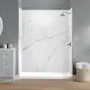 60 in. x 32 in. x 78 in. Four Piece Glue-Up Alcove Shower Wall Surround in Calacatta White Marble